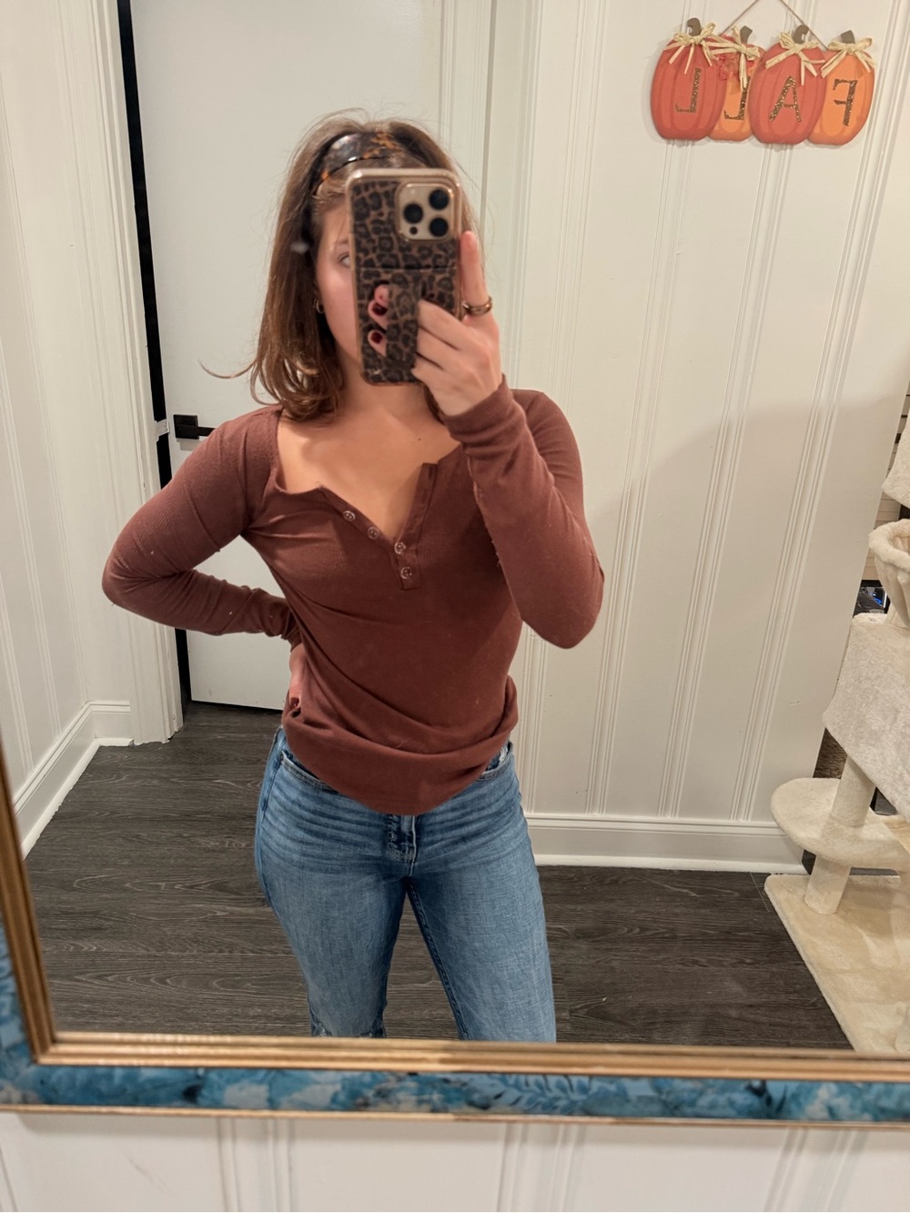 Brown Henley Tee